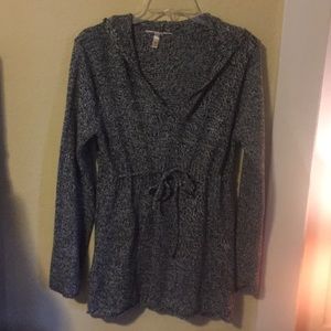 Black and white hooded sweater